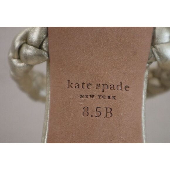 Kate Spade Womens 8.5B Pale Gold Saffron Metallic Leather Slingback Sandals - Picture 14 of 15